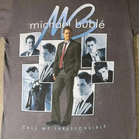 2008 Michael Bublé gray short sleeve t-shirt concert tour call me irresponsible - Picture 2 of 10